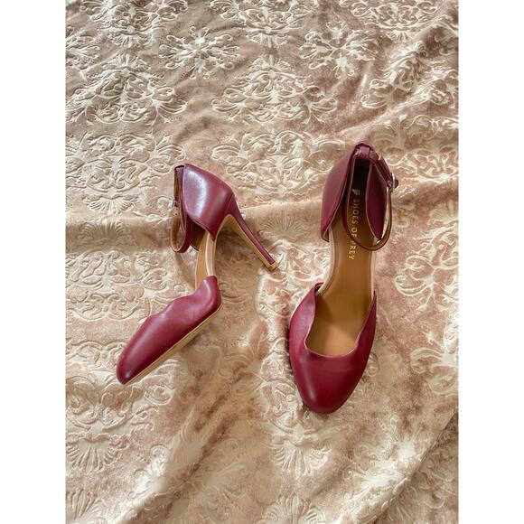 Shoes of prey burgundy leather high heels closed toe size 9.5 WW - Picture 1 of 5